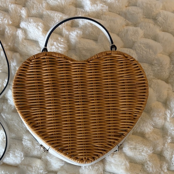 kate spade Wicker Heart Mini Top-Handle Bag in Natural Tan - Picture 3 of 5